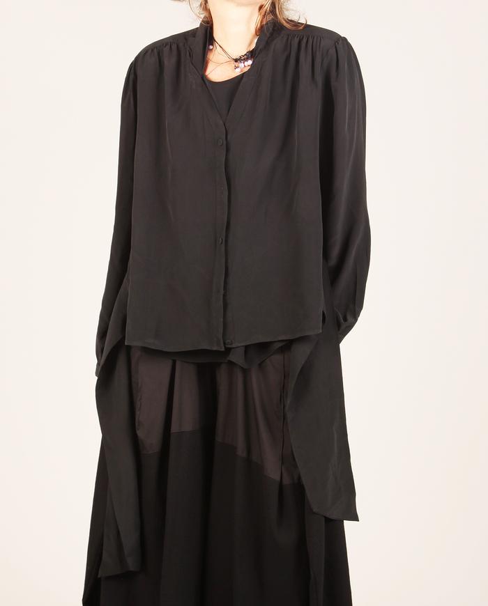 'an open window' versatile black silk one size blouse