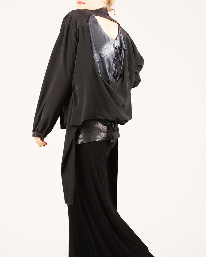 'an open window' versatile black silk one size blouse