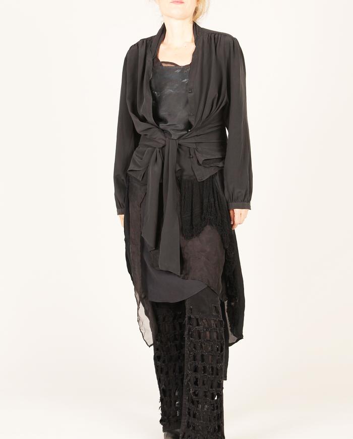 'an open window' versatile black silk one size blouse