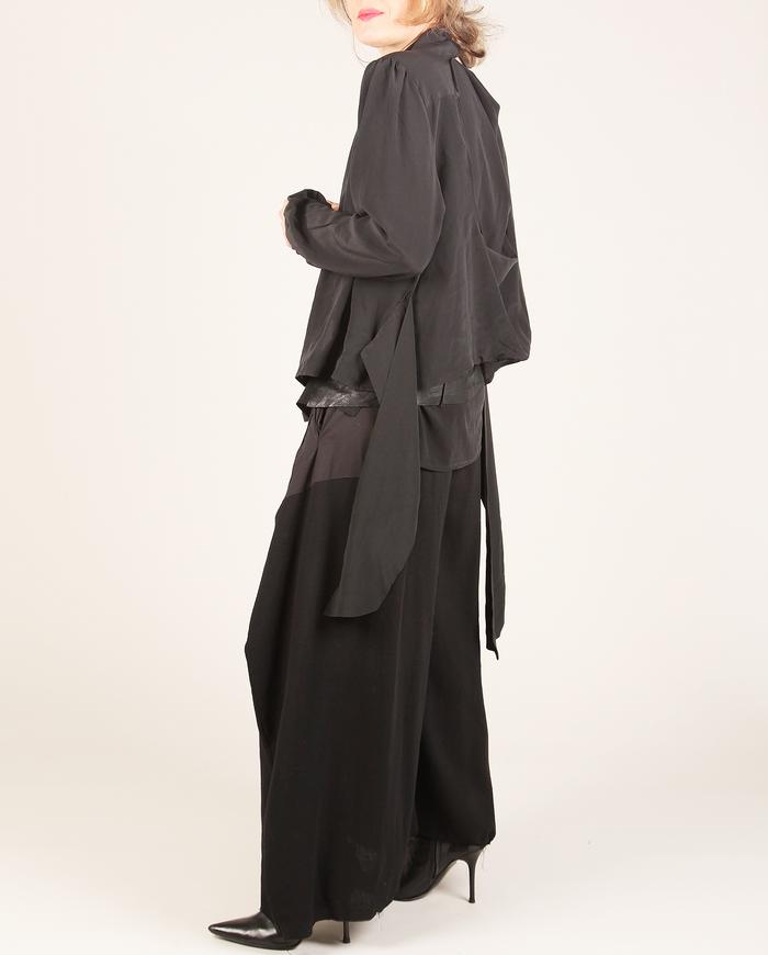 'an open window' versatile black silk one size blouse