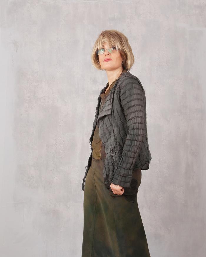 'sea foam ripples' open short asymmetrical jacket