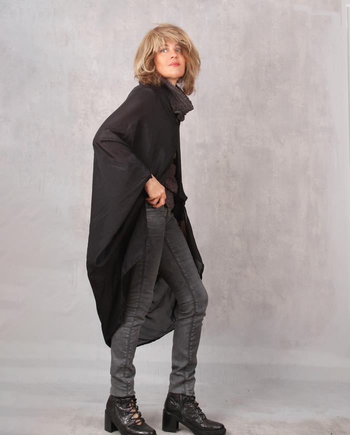 'wrap, layer and fly' one size black silk cocoon jacket