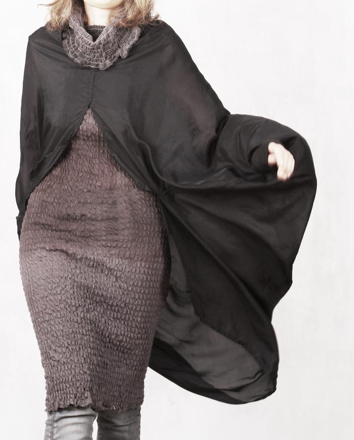 'wrap, layer and fly' one size black silk cocoon jacket
