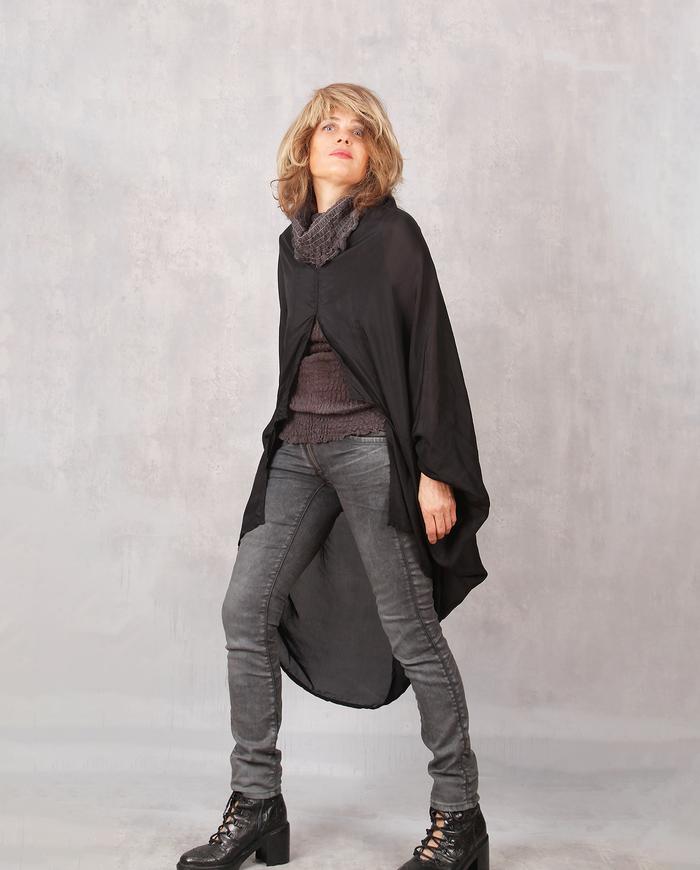 'wrap, layer and fly' one size black silk cocoon jacket