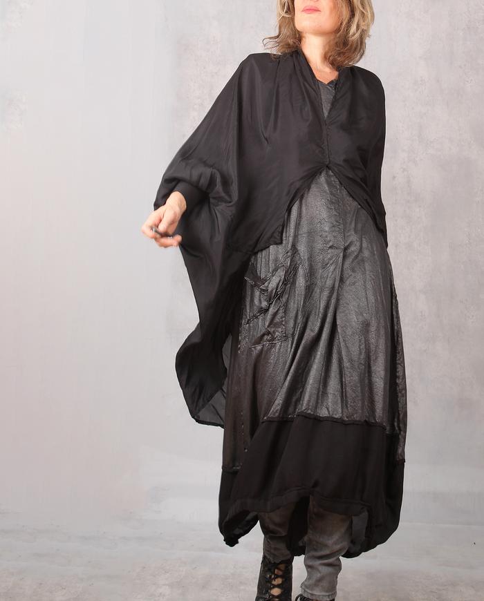 'wrap, layer and fly' one size black silk cocoon jacket