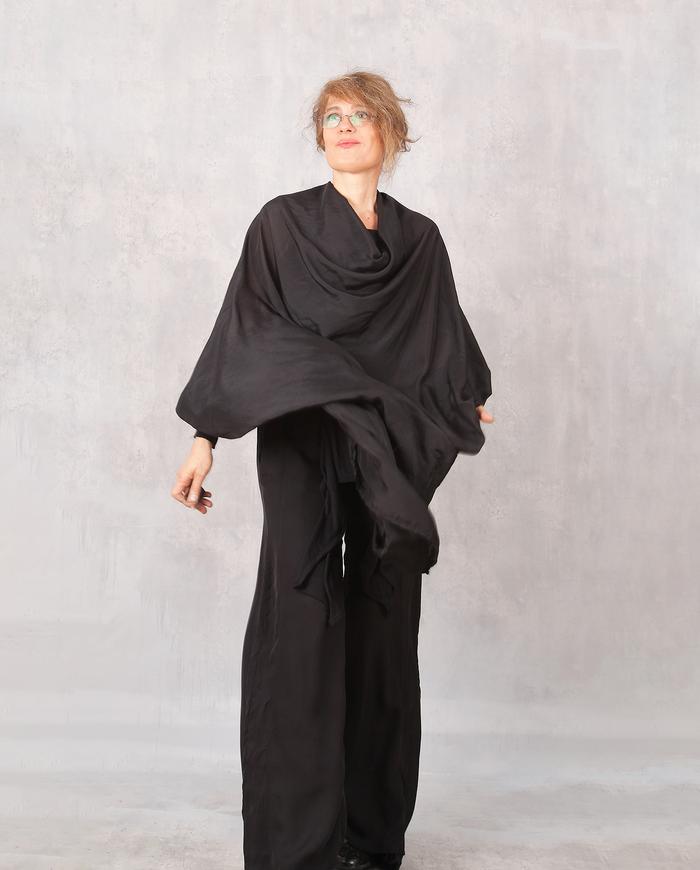 'wrap, layer and fly' one size black silk cocoon jacket