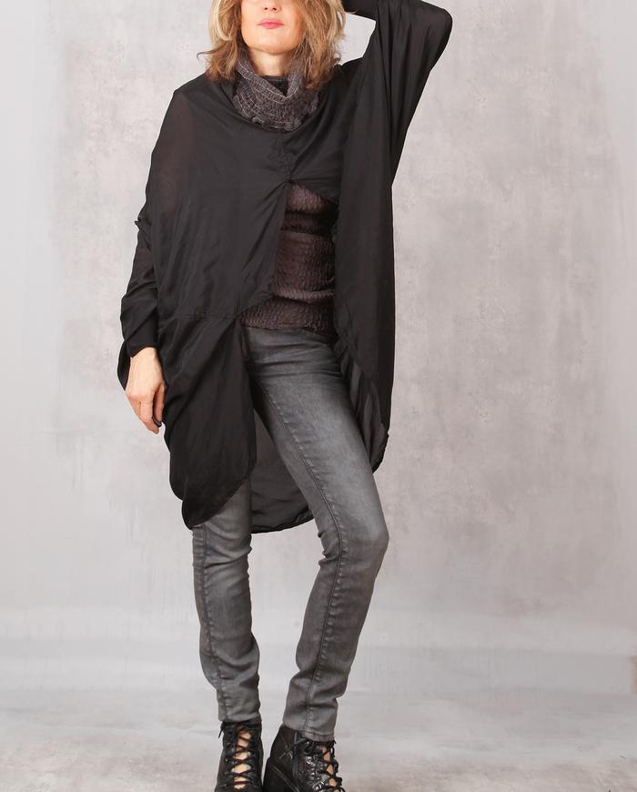 'wrap, layer and fly' one size black silk cocoon jacket