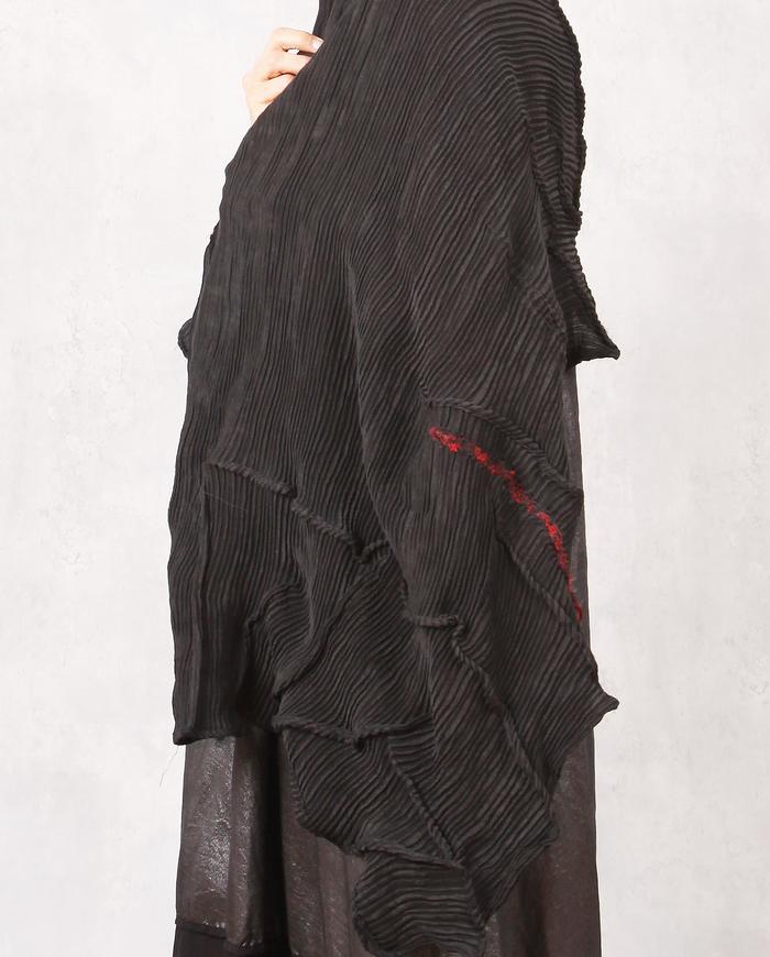 'sculptural addition' textured black shawl/wrap