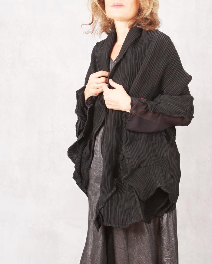 'sculptural addition' textured black shawl/wrap