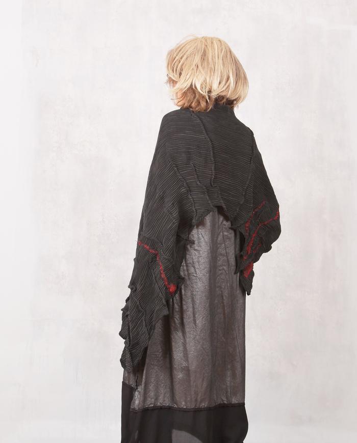 'sculptural addition' textured black shawl/wrap