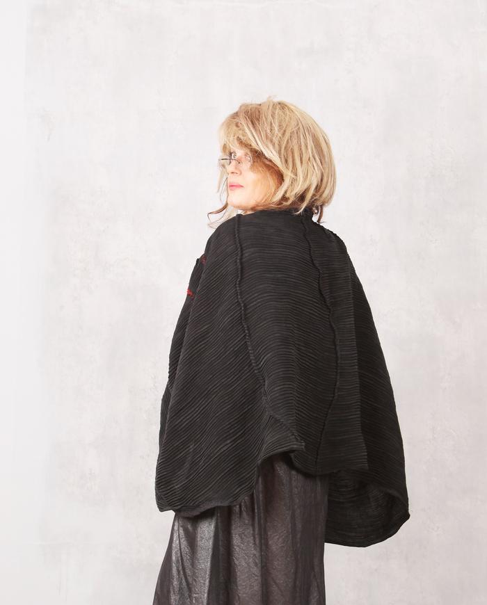 'sculptural addition' textured black shawl/wrap