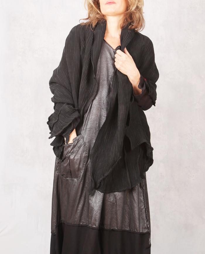 'sculptural addition' textured black shawl/wrap