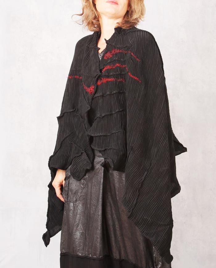 'sculptural addition' textured black shawl/wrap