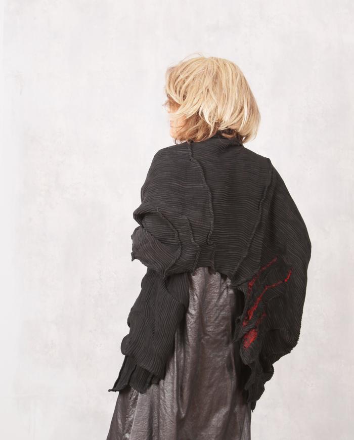 'sculptural addition' textured black shawl/wrap