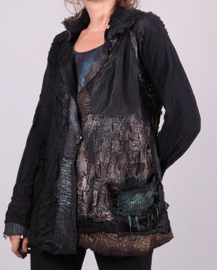 'cuddle me fluidly' detailed couture almost black jacket