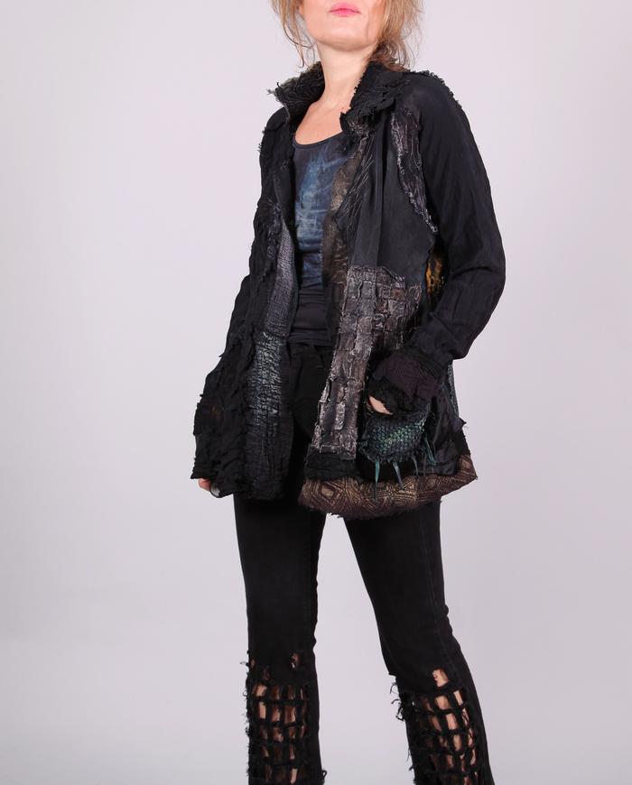 'cuddle me fluidly' detailed couture almost black jacket