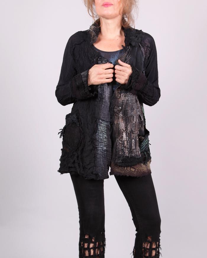 'cuddle me fluidly' detailed couture almost black jacket