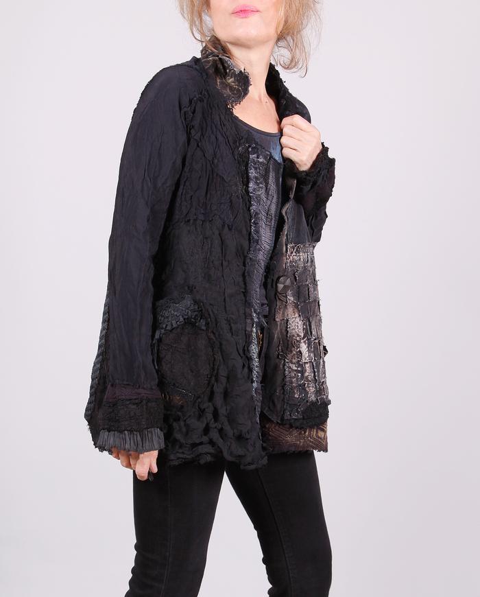'cuddle me fluidly' detailed couture almost black jacket