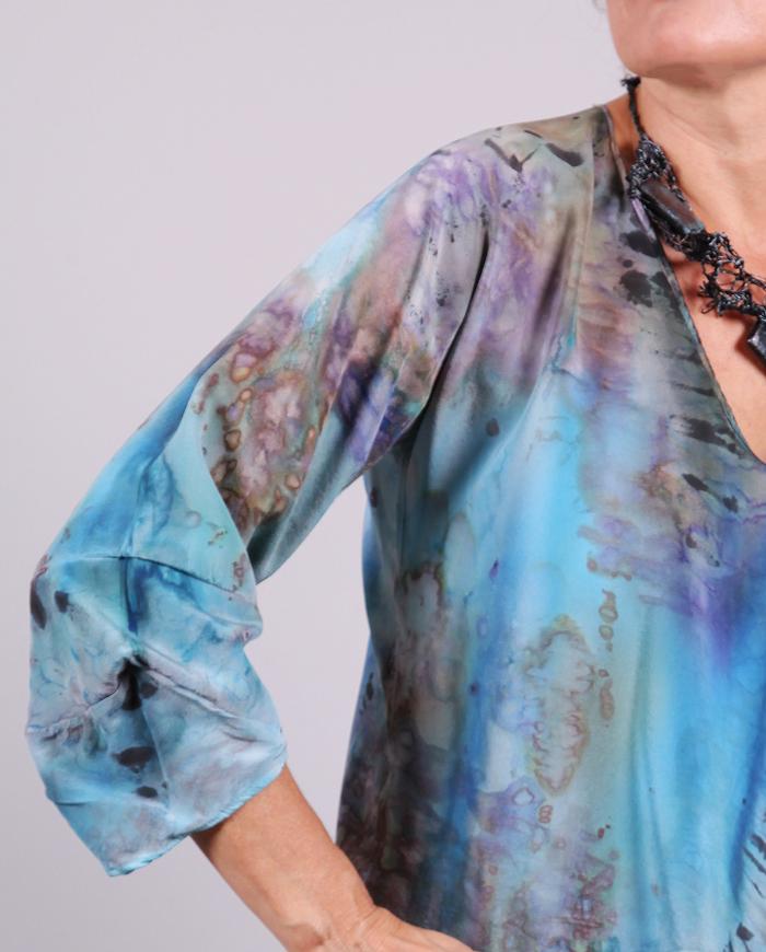 'riverbed pebbles' silk deep v-neck reversible top