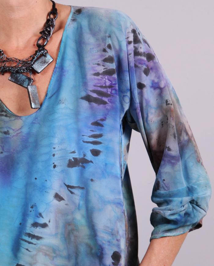 'riverbed pebbles' silk deep v-neck reversible top