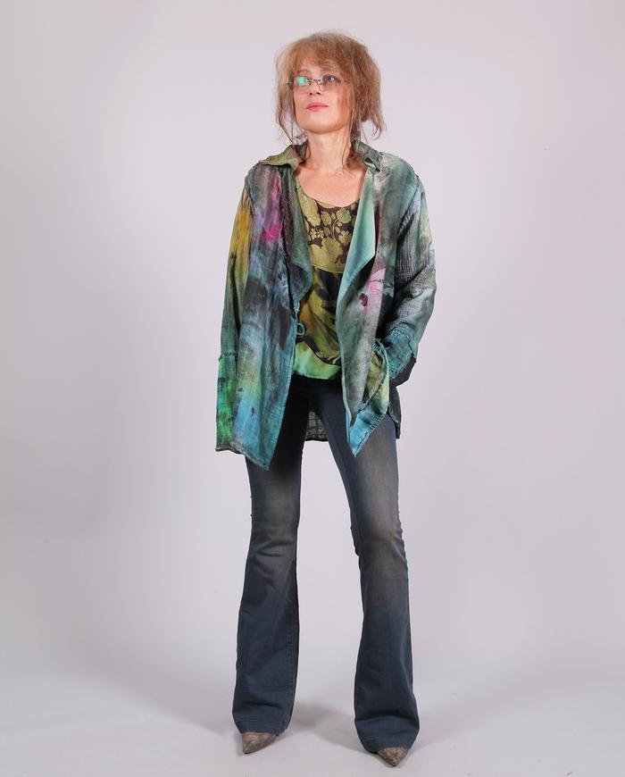 'vacation stories' cotton gauze wearable painting jacket