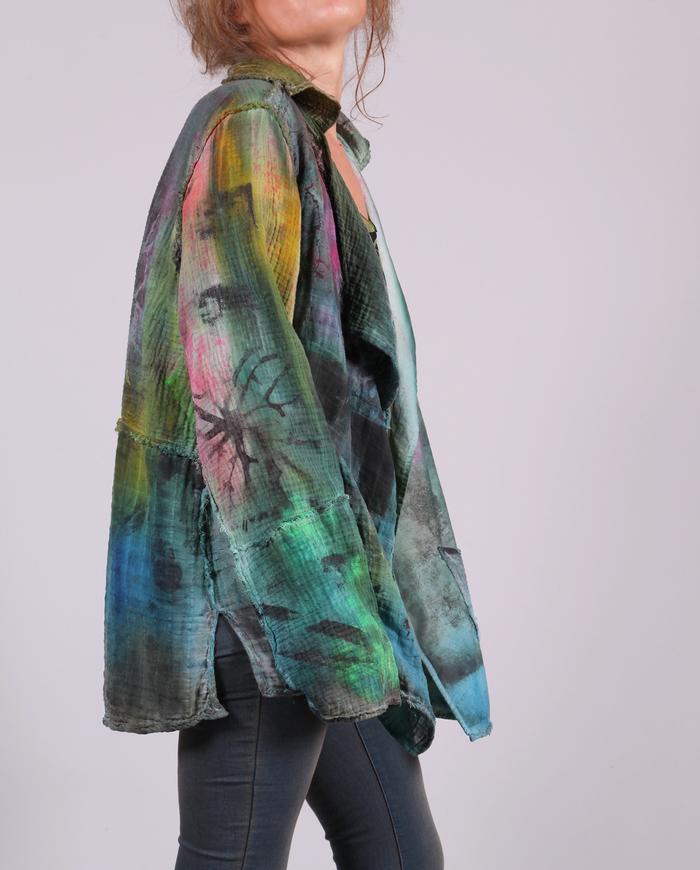 'vacation stories' cotton gauze wearable painting jacket