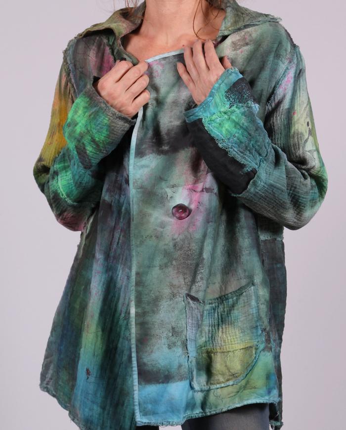 'vacation stories' cotton gauze wearable painting jacket