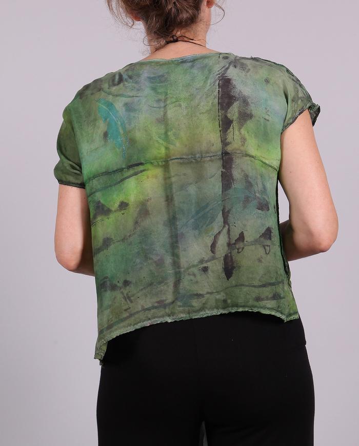 'a short cut through grass' cropped silk top