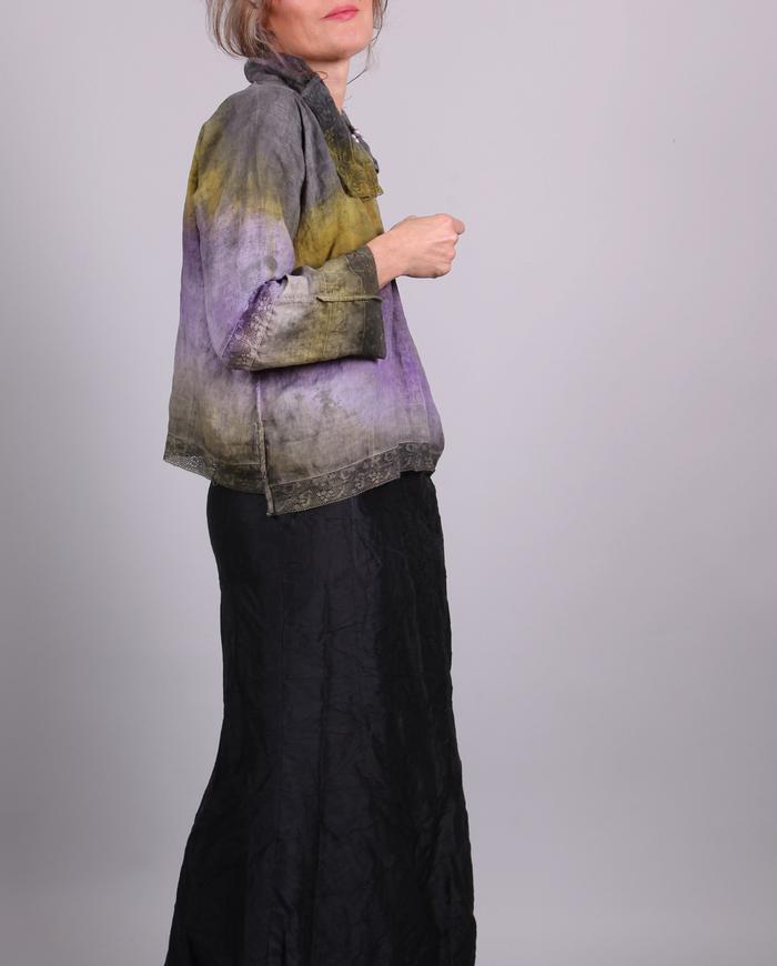 'linen and lace' ombre reversible Irish linen blouse