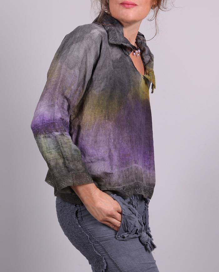 'linen and lace' ombre reversible Irish linen blouse