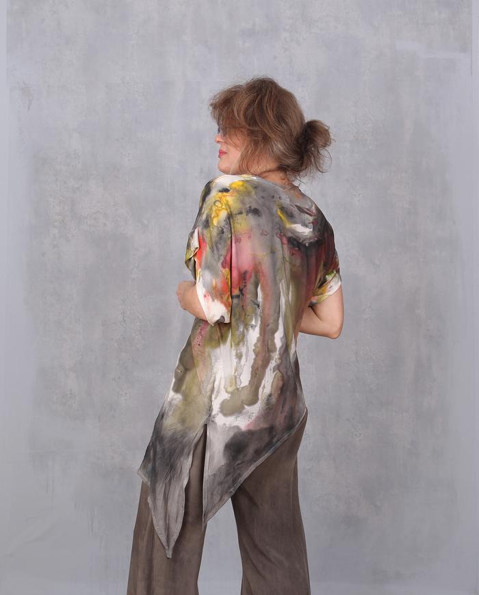 'sunny reflections' asymmetrical silk knit top