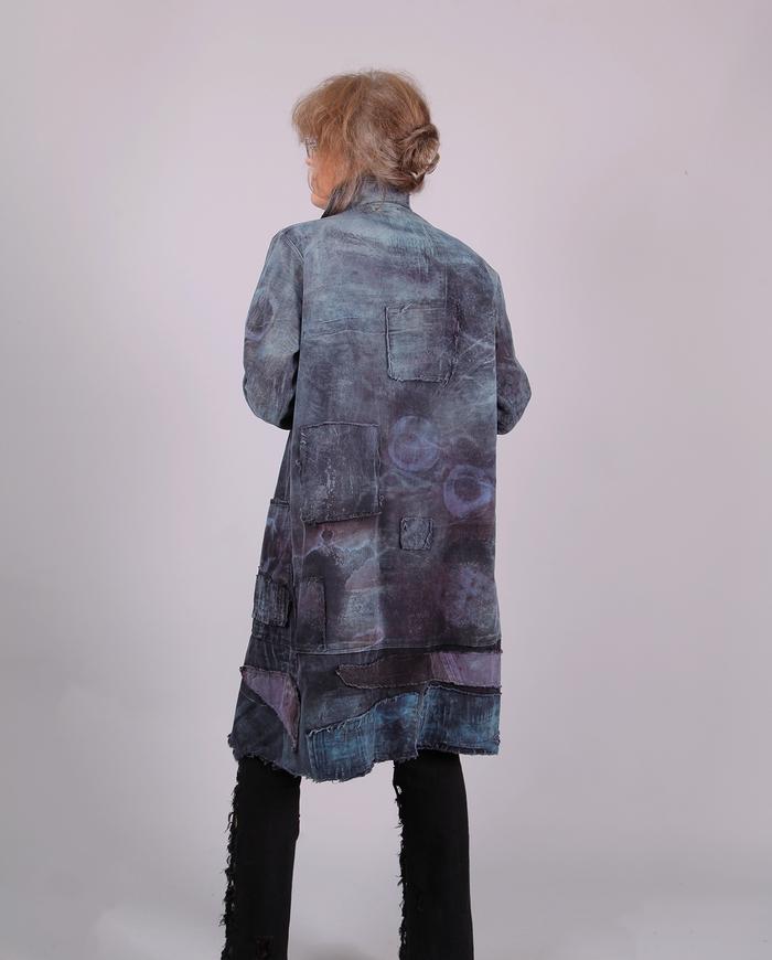 'indigo tales' kaftan length distressed coat