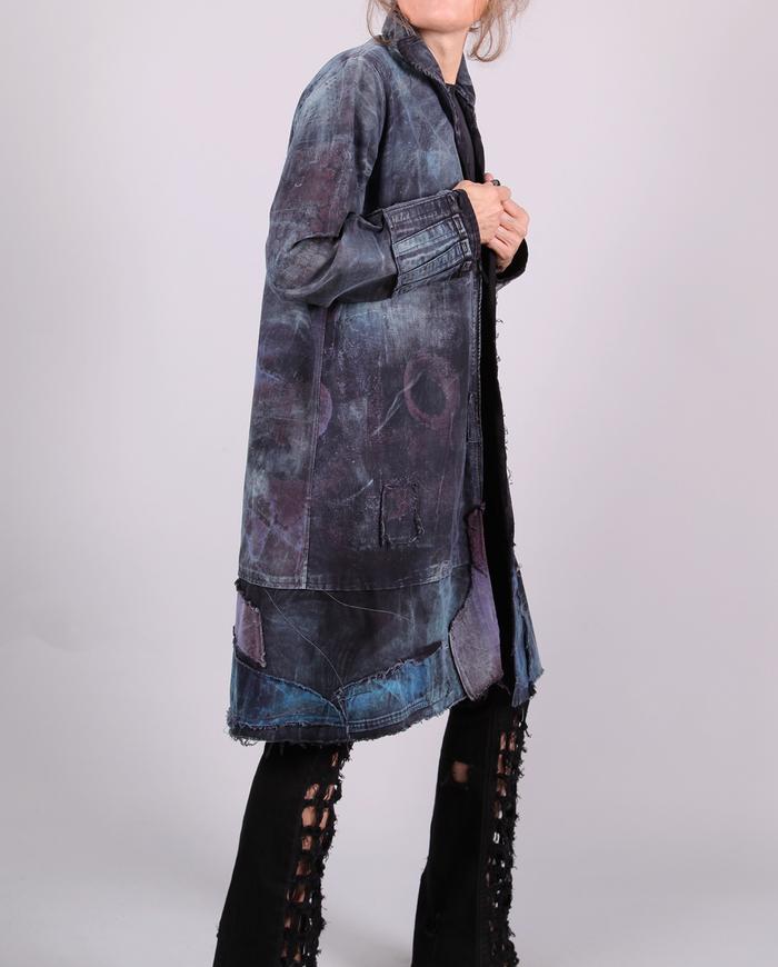 'indigo tales' kaftan length distressed coat
