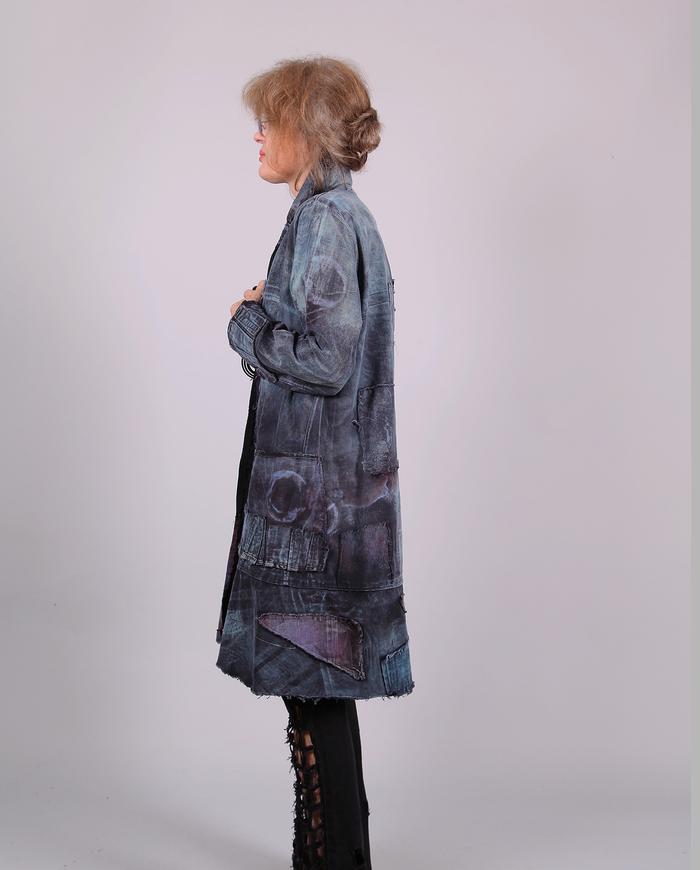 'indigo tales' kaftan length distressed coat