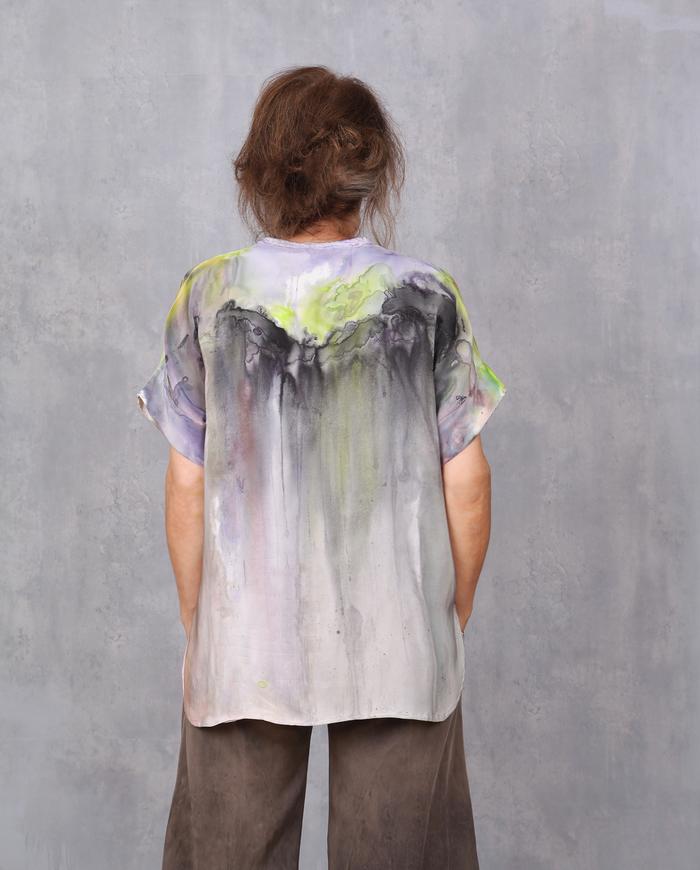 'in a watercolor mood' silk crepe top