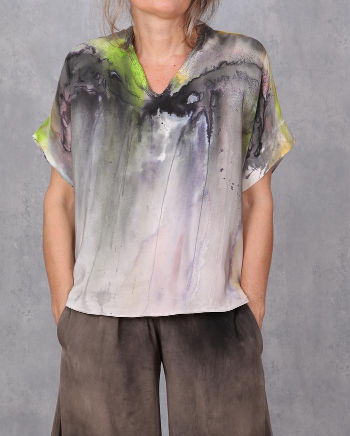 'in a watercolor mood' silk crepe top