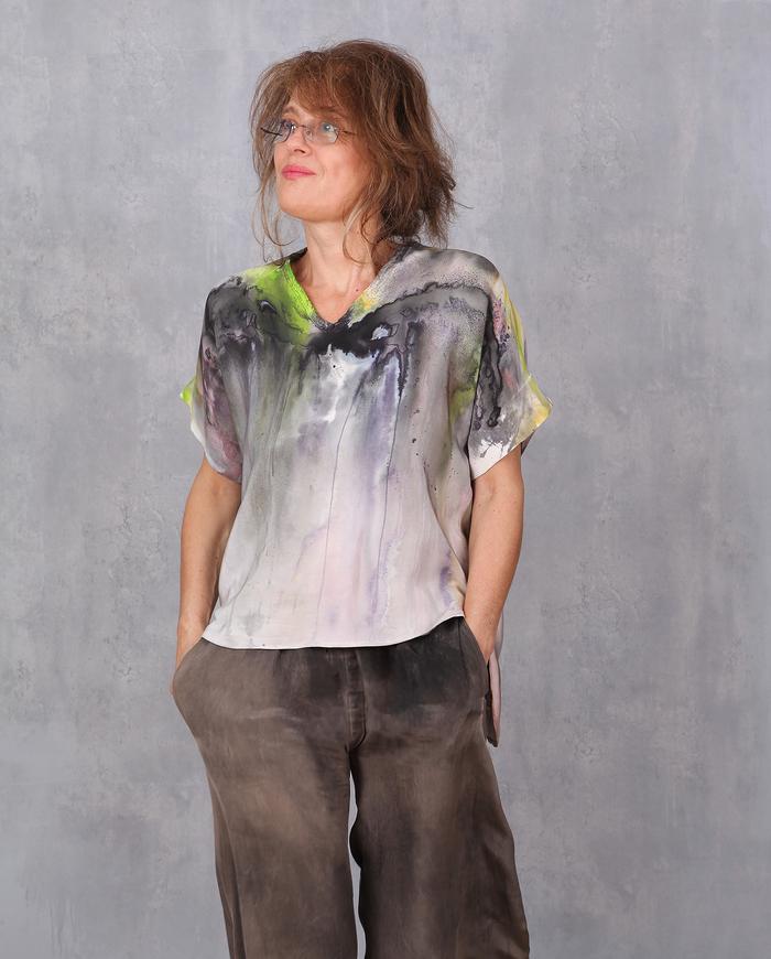 'in a watercolor mood' silk crepe top