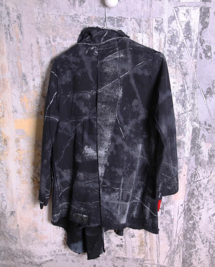 avant-garde asymmetrical black midi jacket