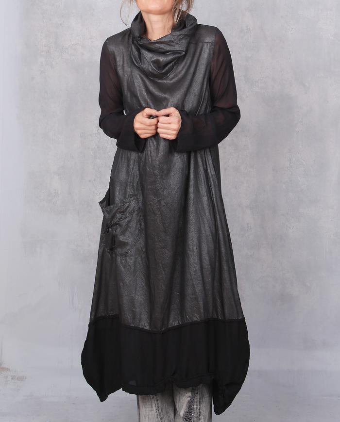'a softer steel' maxi silk dress