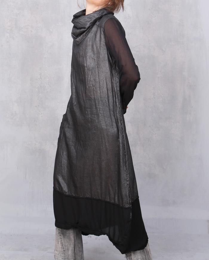 'a softer steel' maxi silk dress