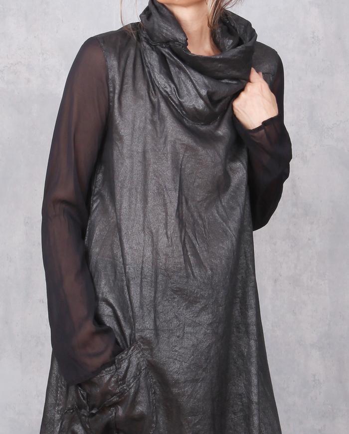'a softer steel' maxi silk dress