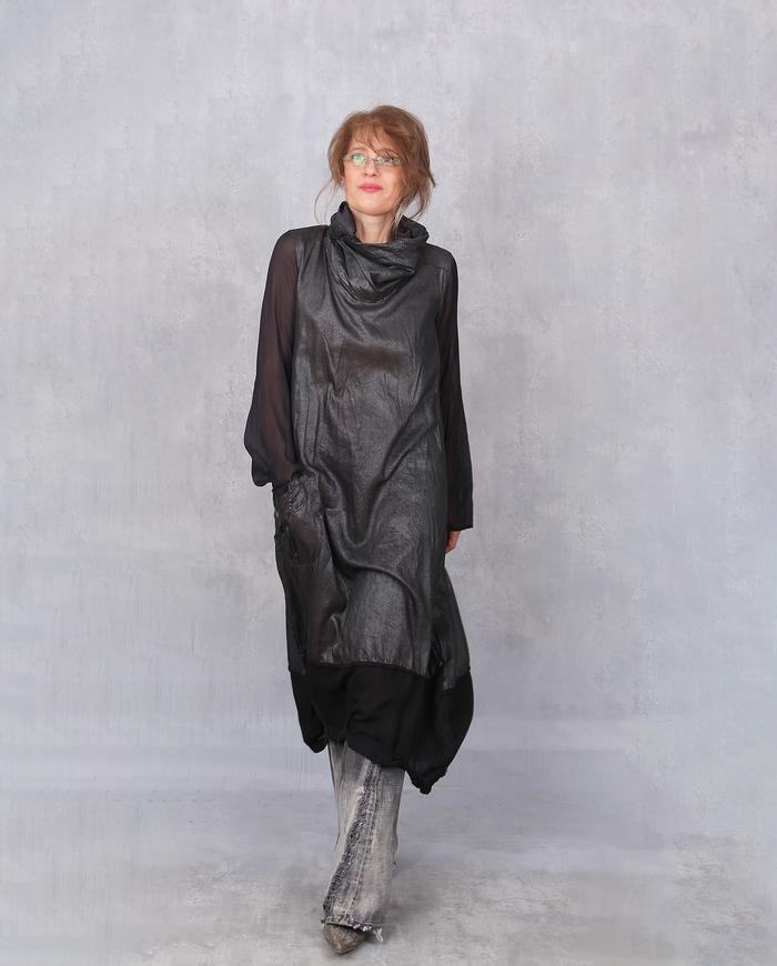 'a softer steel' maxi silk dress