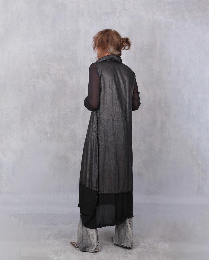 'a softer steel' maxi silk dress