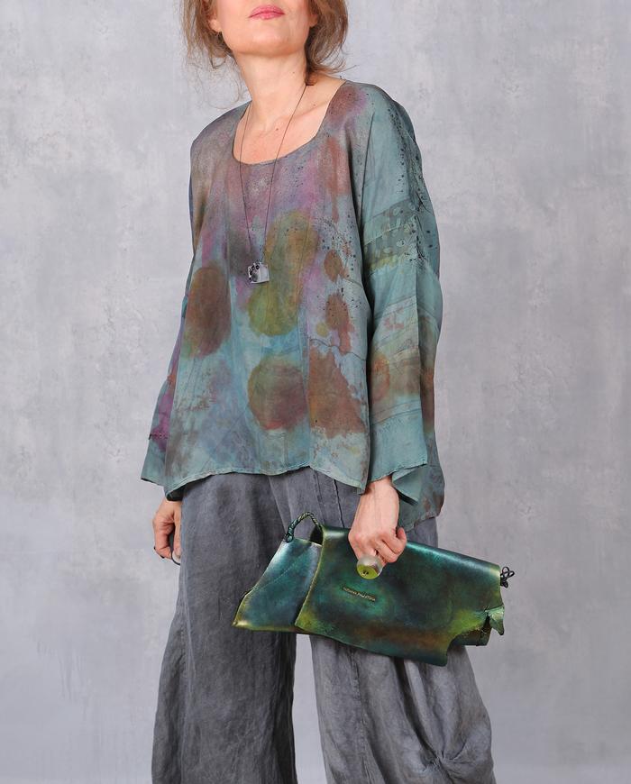 'whisper to me' subtle colors long-sleeve silk blouse