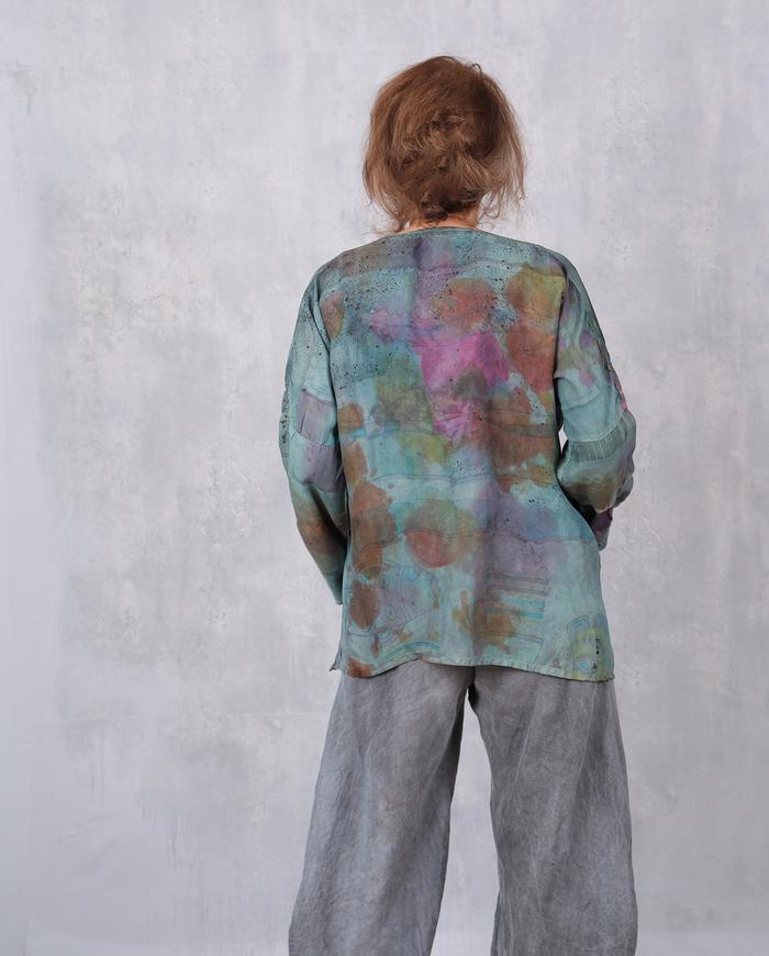 'whisper to me' subtle colors long-sleeve silk blouse