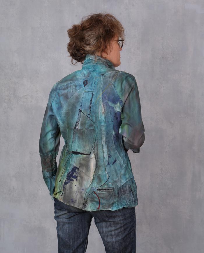 'seriously modern' distressed dark green fitted jacket