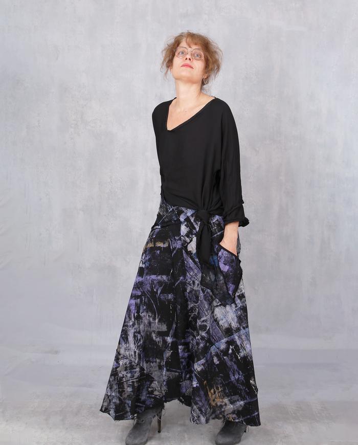 'stretch me an A' hand-painted maxi skirt