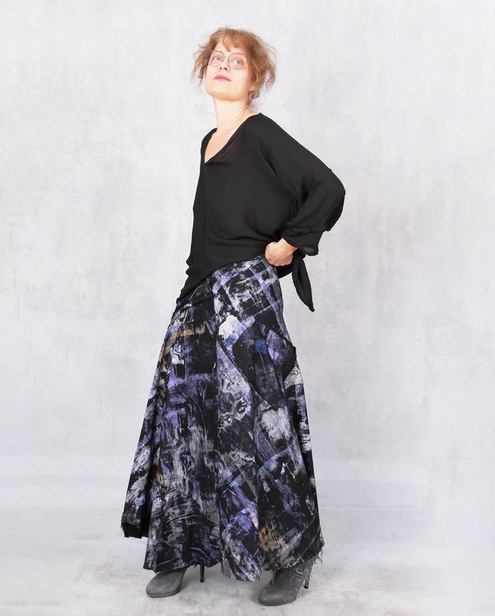 'stretch me an A' hand-painted maxi skirt