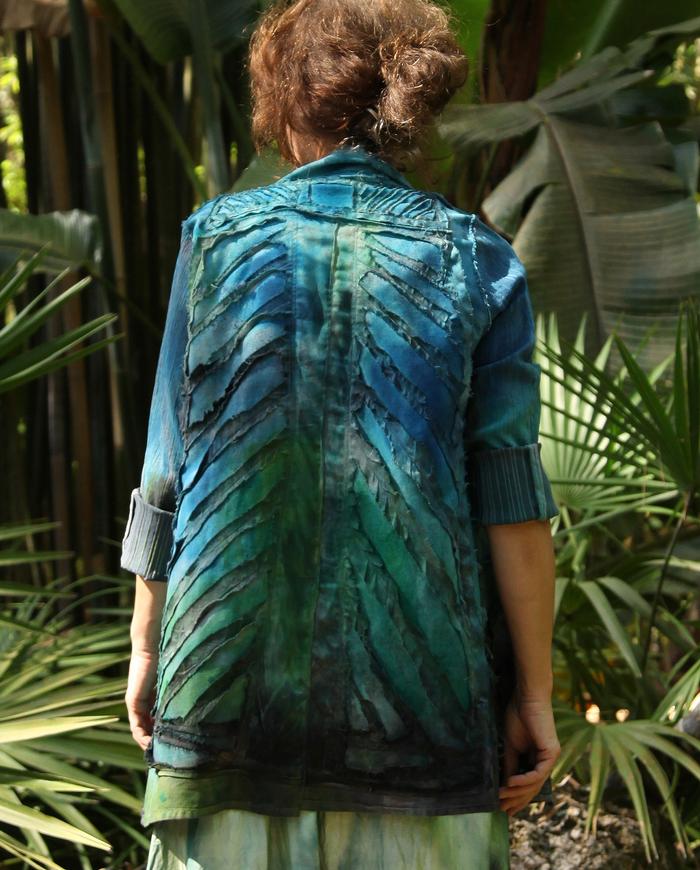 geometric applique emerald ombre jacket