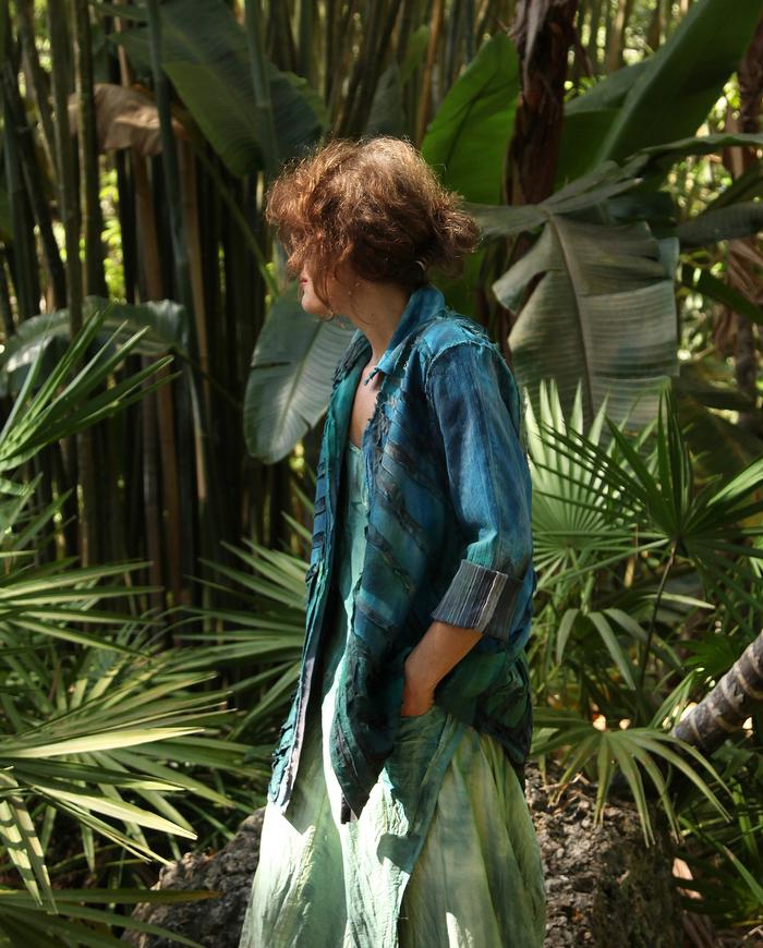 geometric applique emerald ombre jacket